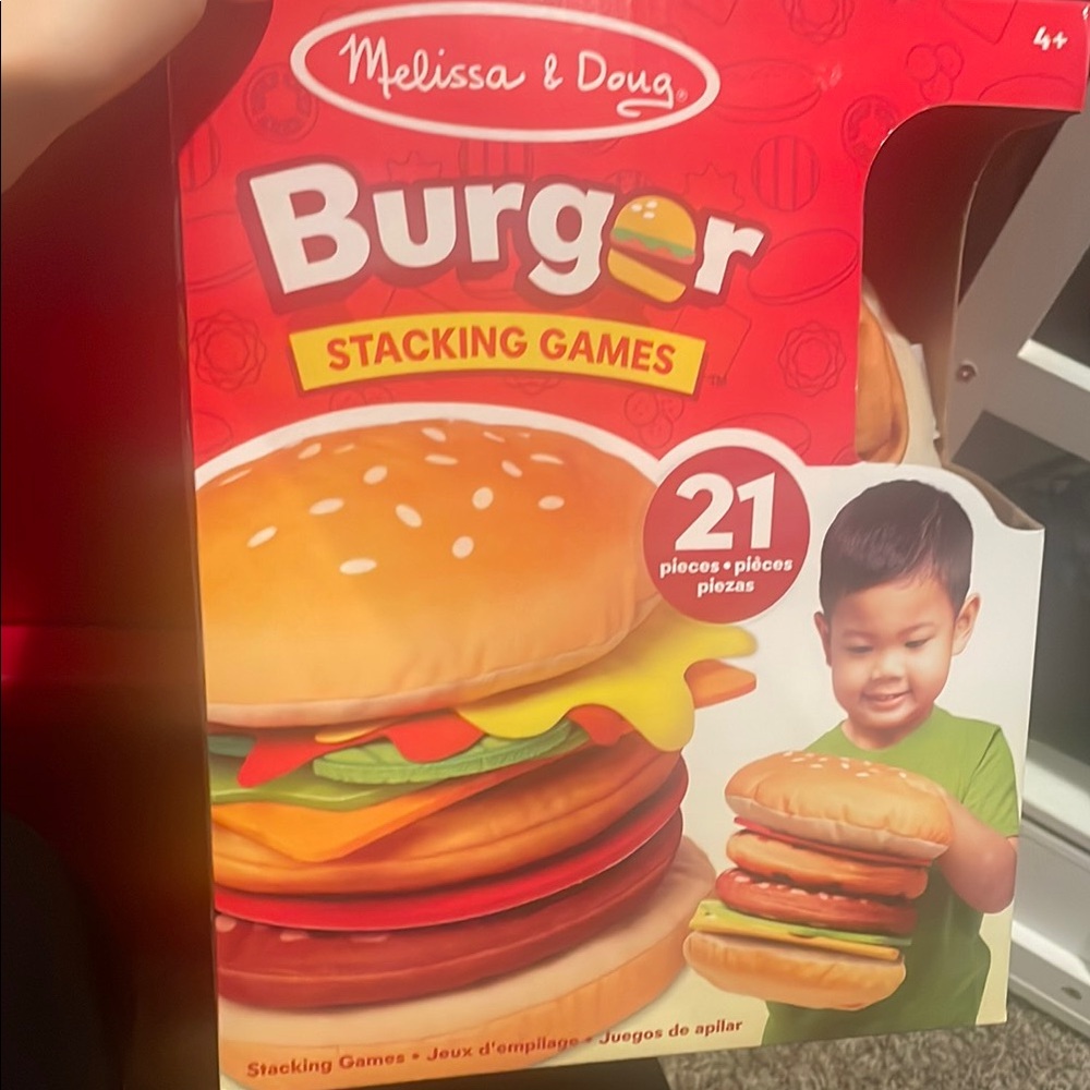 Melissa & Doug Burger Stacking Game - Red, Yellow, Green, Brown